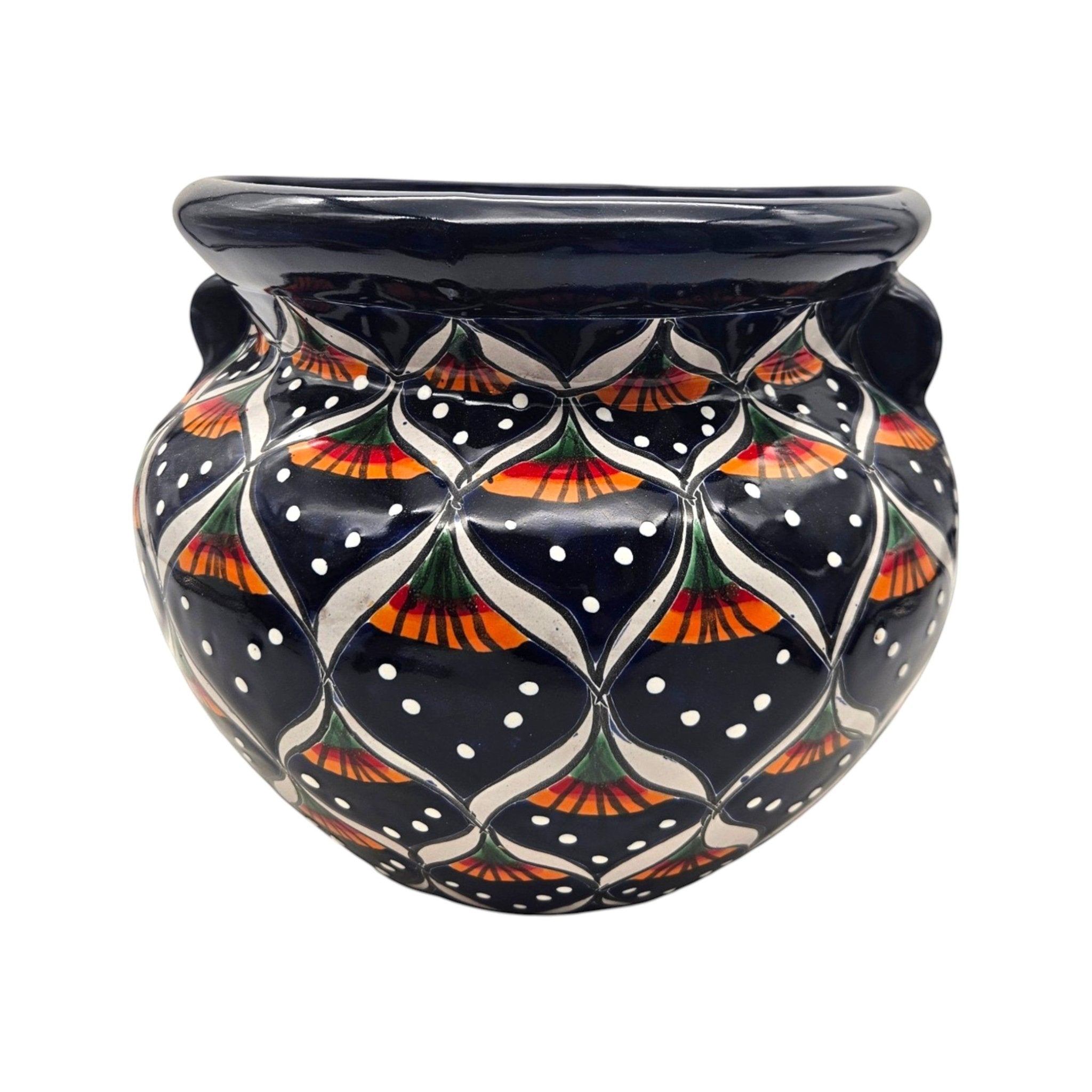 Blue Peacock Talavera Pot | Hand-Painted Mexican Ceramic Talavera Planter La Vie Bien Blue Peacock Talavera Pot | Hand-Painted Mexican Ceramic