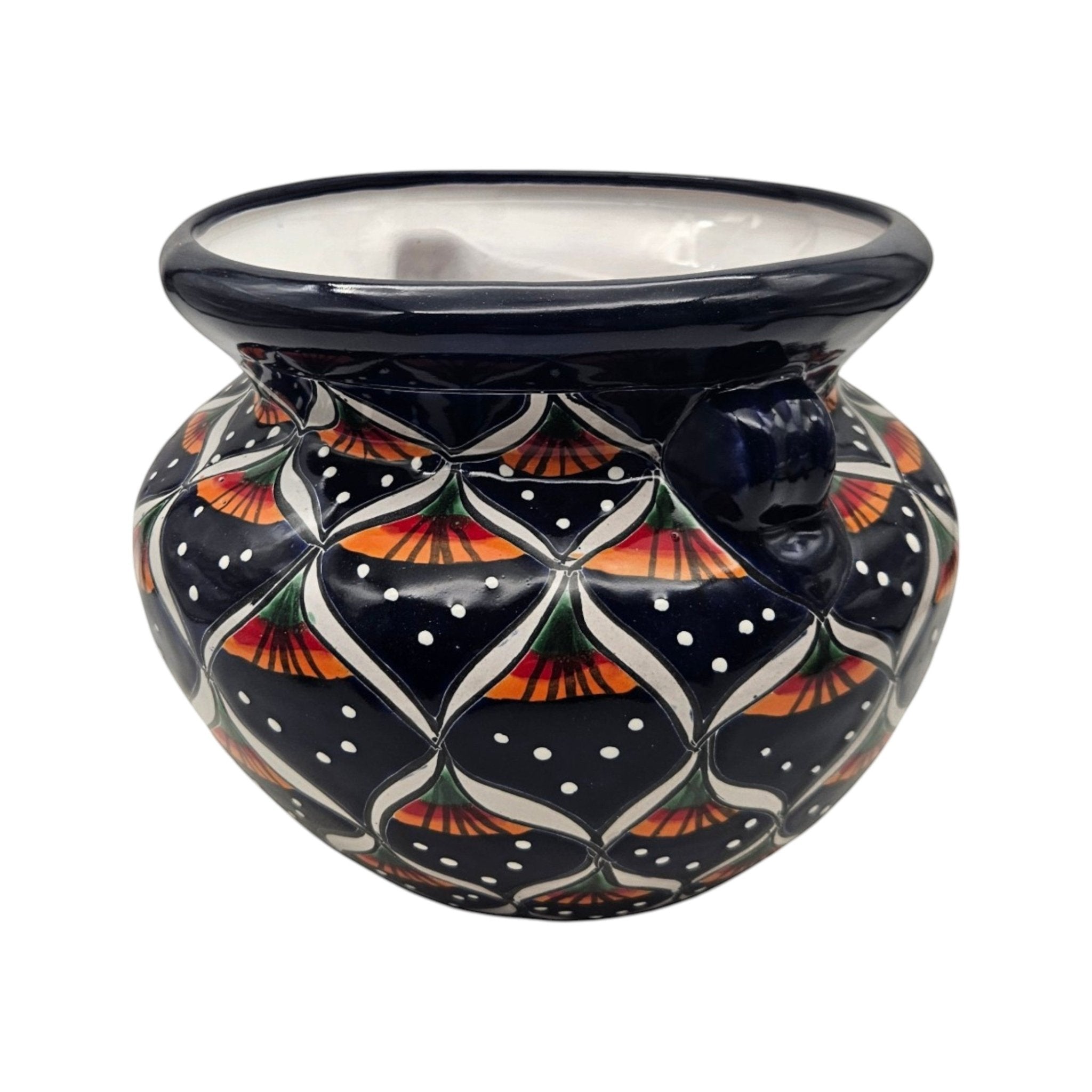 Blue Peacock Talavera Pot | Hand-Painted Mexican Ceramic Talavera Planter La Vie Bien Blue Peacock Talavera Pot | Hand-Painted Mexican Ceramic