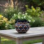 Blue Peacock Talavera Pot | Hand-Painted Mexican Ceramic Talavera Planter La Vie Bien Blue Peacock Talavera Pot | Hand-Painted Mexican Ceramic