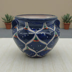 Blue Peacock Talavera Pot | Hand-Painted Mexican Ceramic Talavera Planter La Vie Bien Blue Peacock Talavera Pot | Hand-Painted Mexican Ceramic