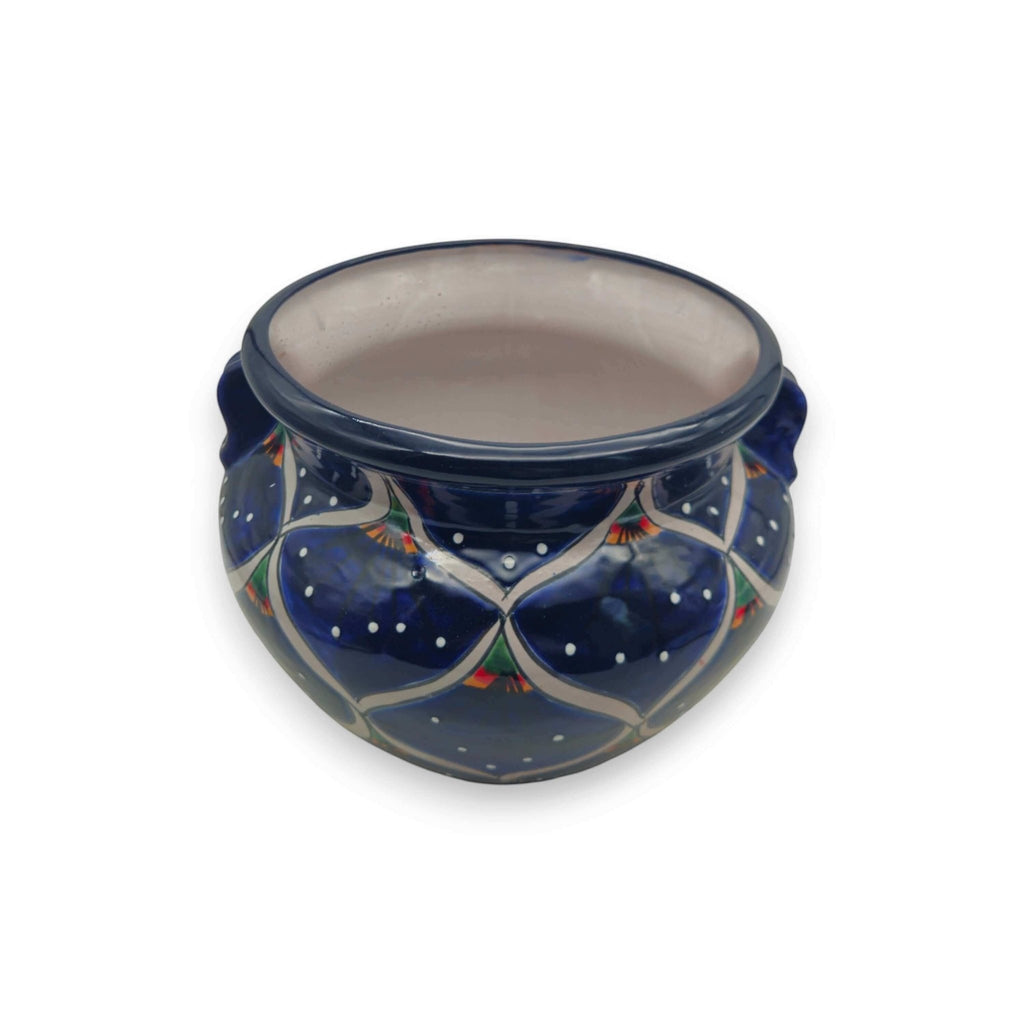 Blue Peacock Talavera Pot | Hand-Painted Mexican Ceramic Talavera Planter La Vie Bien Blue Peacock Talavera Pot | Hand-Painted Mexican Ceramic