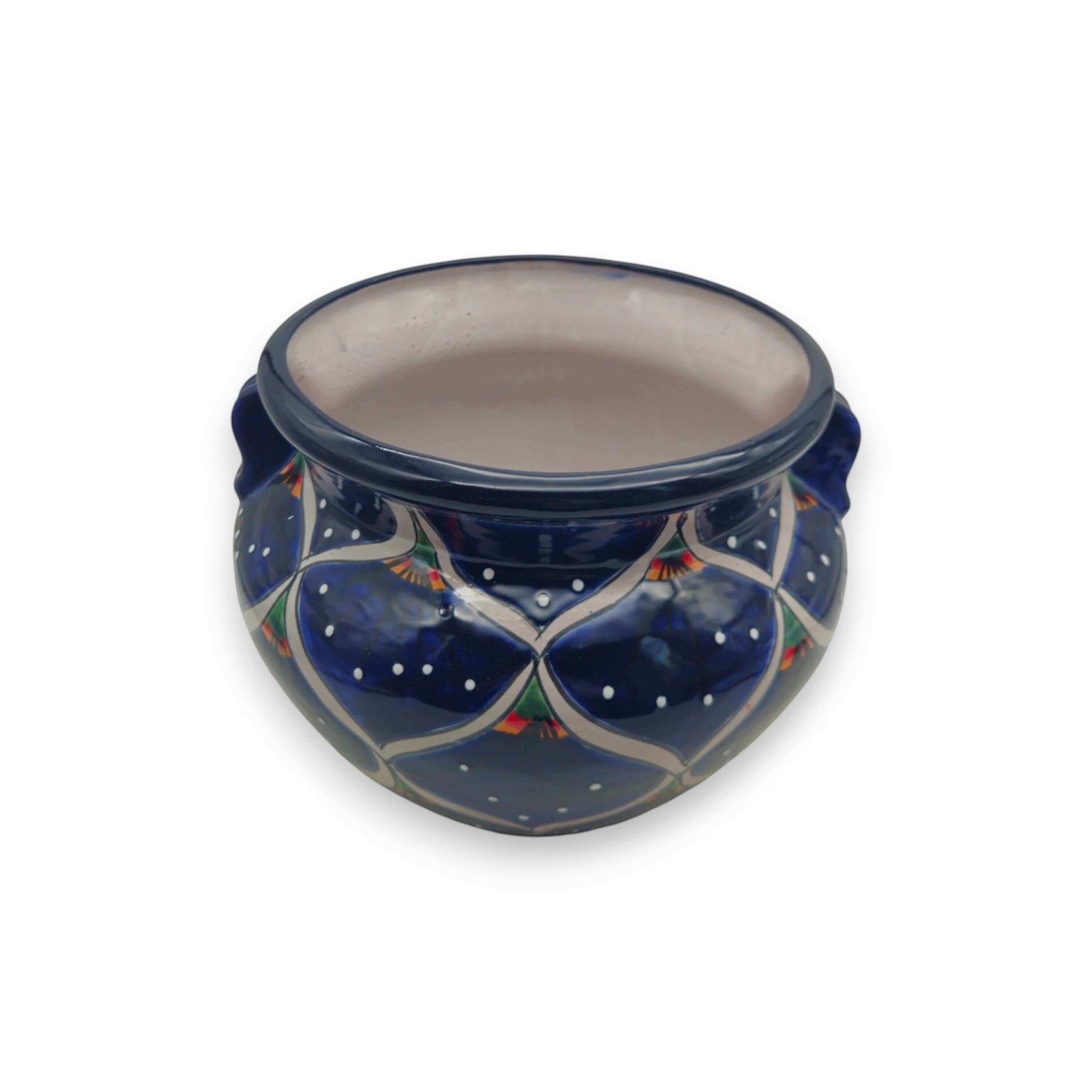 Blue Peacock Talavera Pot | Hand-Painted Mexican Ceramic Talavera Planter La Vie Bien Blue Peacock Talavera Pot | Hand-Painted Mexican Ceramic