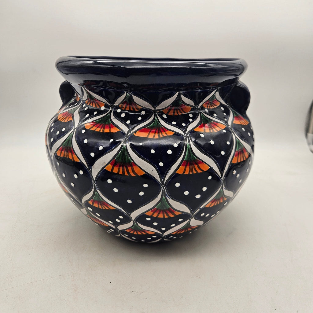 Blue Peacock Talavera Pot | Hand-Painted Mexican Ceramic