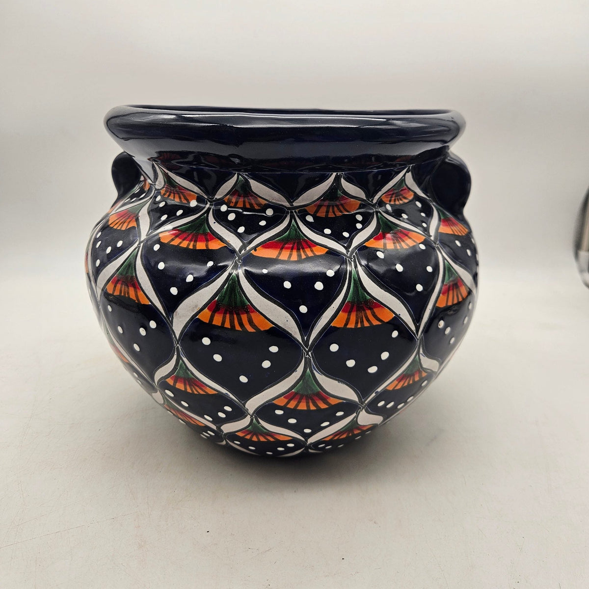Blue Peacock Talavera Pot | Hand-Painted Mexican Ceramic