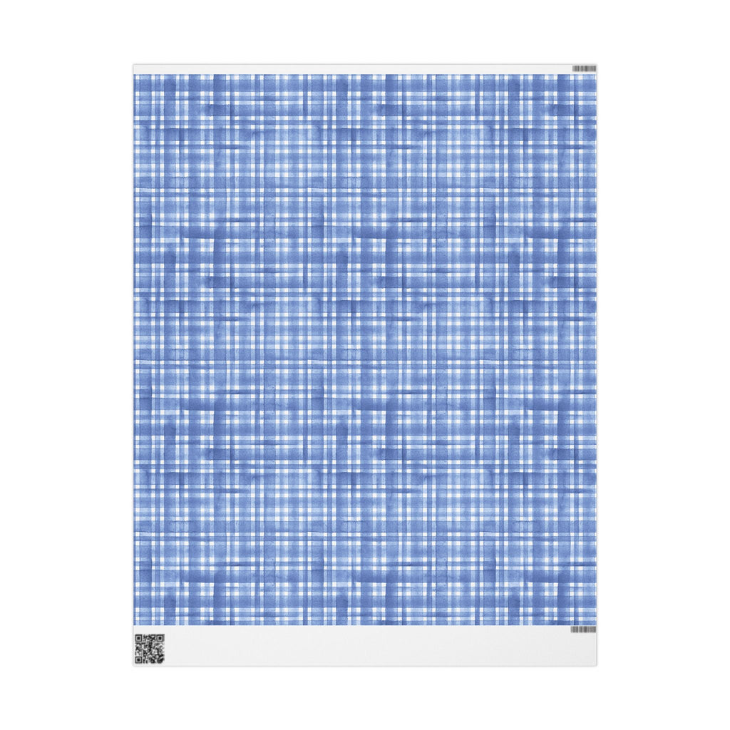 Blue Plaid Wrapping Paper, Gift Wrap for Birthdays, Holidays, Housewarming, Baby Showers, Special Occasions