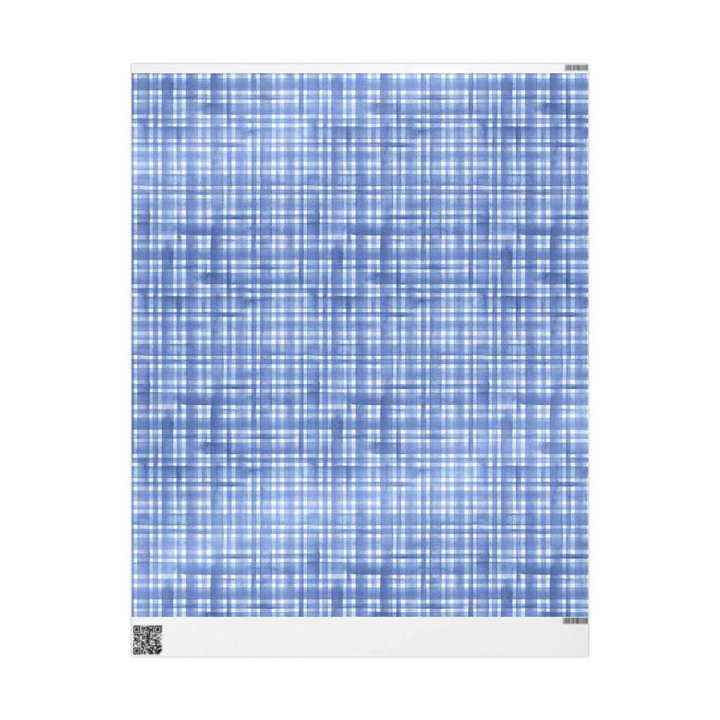 Blue Plaid Wrapping Paper, Gift Wrap for Birthdays, Holidays, Housewarming, Baby Showers, Special Occasions