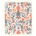 Blue Reindeer in Flowers Swedish dishcloth | Christmas & Winter Swedish Dishcloths La Vie Bien Blue Reindeer in Flowers Swedish dishcloth | Christmas & Winter