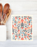 Blue Reindeer in Flowers Swedish dishcloth | Christmas & Winter Swedish Dishcloths La Vie Bien Blue Reindeer in Flowers Swedish dishcloth | Christmas & Winter