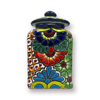 Blue Rim Talavera Canister Set | Multicolor Mexican Pottery Jars