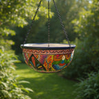 Blue Rim Talavera Hanging Pot | Hand-Painted Ceramic Planter