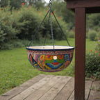 Blue Rim Talavera Hanging Pot | Hand-Painted Ceramic Planter
