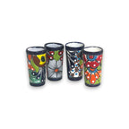 Blue Rim Talavera Shot Glass | Hand - Painted Mexican Drinkware Mexican Shot Glass La Vie Bien Blue Rim Talavera Shot Glass | Hand - Painted Mexican Drinkware