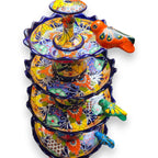 Blue Rim Tiered Talavera Fountain | Handcrafted Mexican Art Talavera Fountain La Vie Bien Blue Rim Tiered Talavera Fountain | Handcrafted Mexican Art