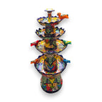 Blue Rim Tiered Talavera Fountain | Handcrafted Mexican Art Talavera Fountain La Vie Bien Blue Rim Tiered Talavera Fountain | Handcrafted Mexican Art