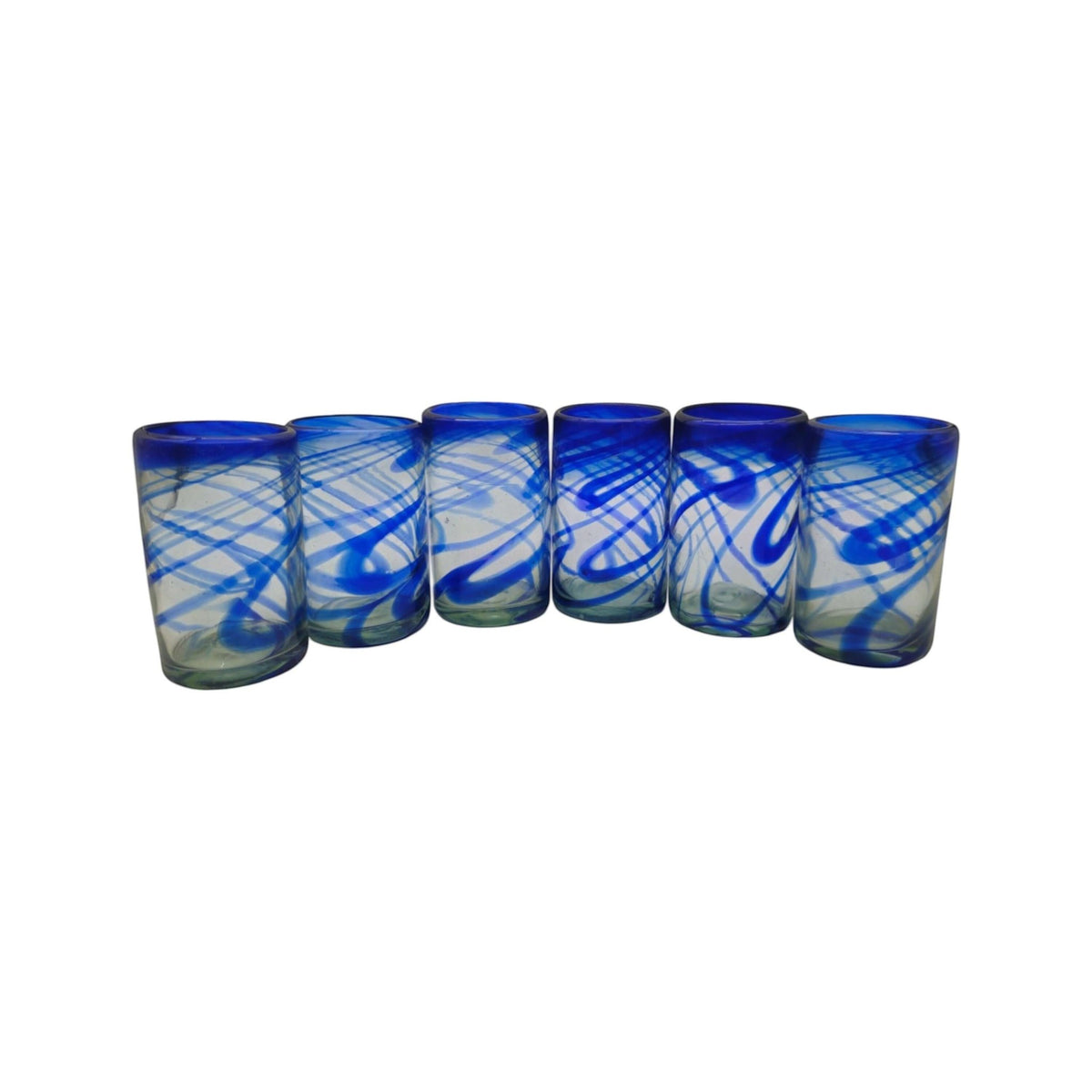 Blue Swirl Hand-Blown Glass | Mexican Drinking Tumbler Mexican Drinking Glass La Vie Bien Blue Swirl Hand-Blown Glass | Mexican Drinking Tumbler