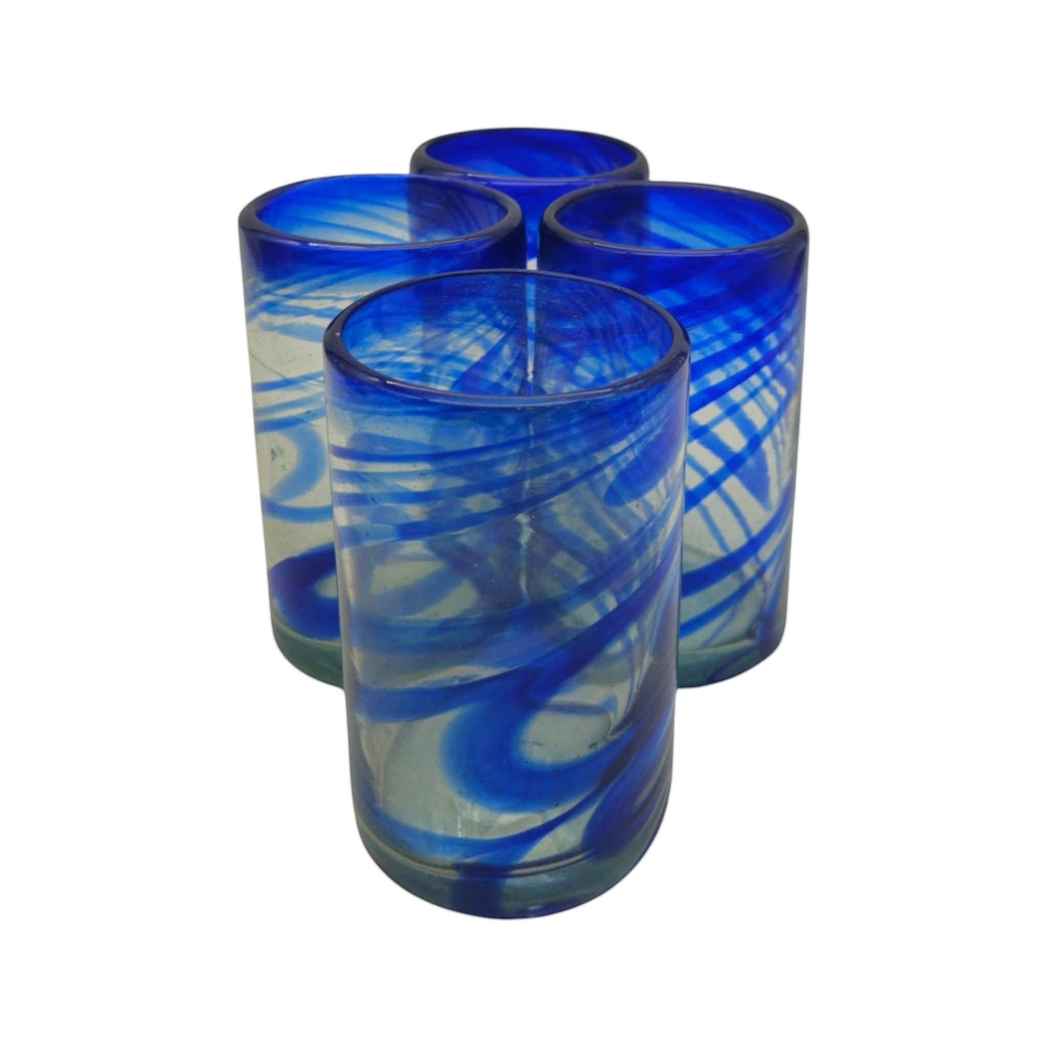 Blue Swirl Hand-Blown Glass | Mexican Drinking Tumbler Mexican Drinking Glass La Vie Bien Blue Swirl Hand-Blown Glass | Mexican Drinking Tumbler