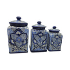 Blue Talavera Canister Set | Handmade Mexican Ceramic Jars Talavera Canister Set La Vie Bien Blue Talavera Canister Set | Handmade Mexican Ceramic Jars