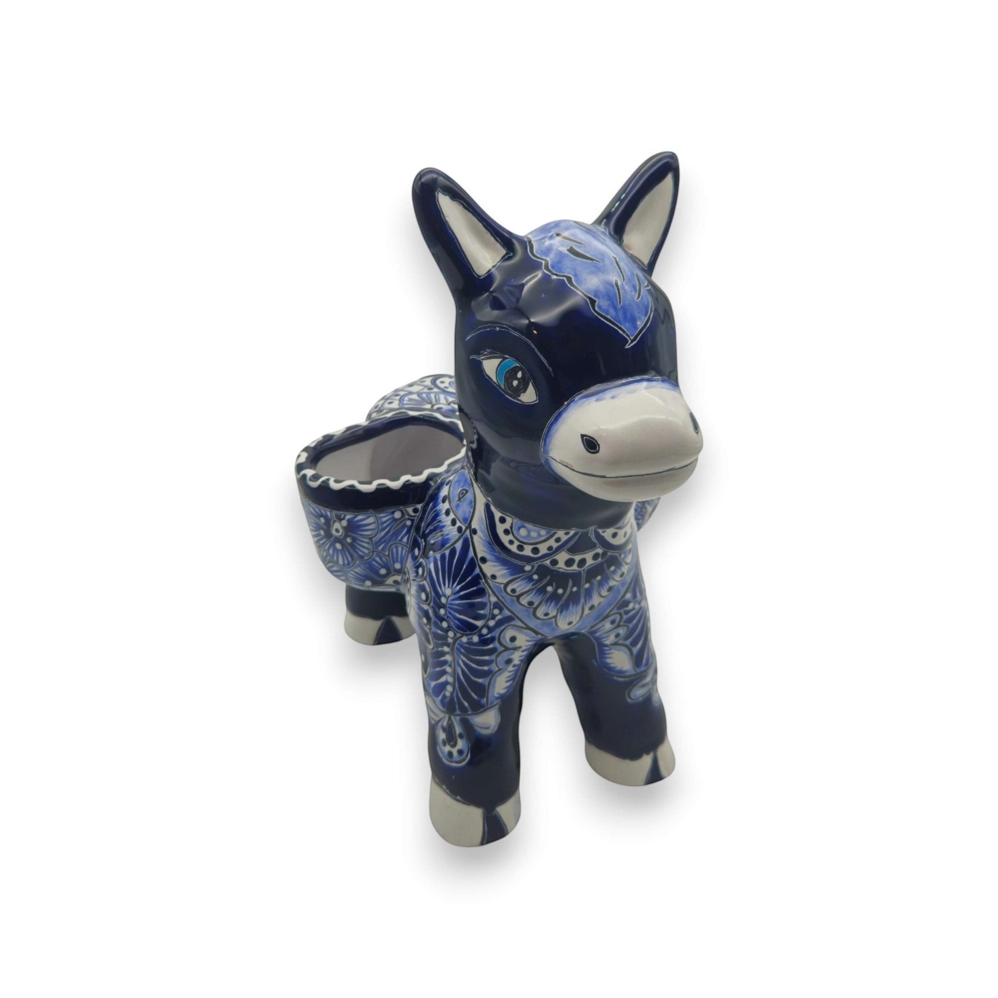 Blue Talavera Donkey Planter | Handcrafted Mexican Pottery Talavera Planter La Vie Bien Blue Talavera Donkey Planter | Handcrafted Mexican Pottery