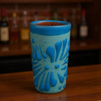 Blue Talavera Shot Glass | Hand-Painted Baby Shower Favor Mexican Shot Glass La Vie Bien Blue Talavera Shot Glass | Hand-Painted Baby Shower Favor