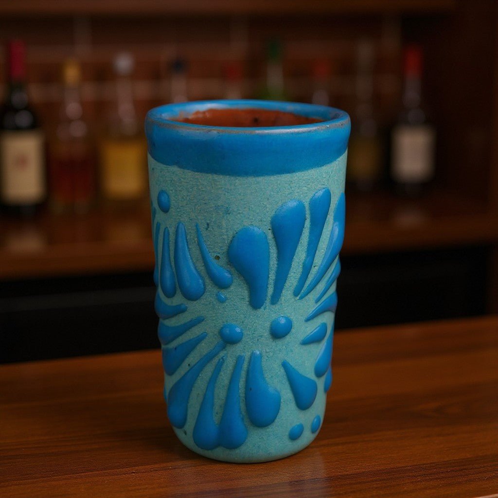 Blue Talavera Shot Glass | Hand-Painted Baby Shower Favor Mexican Shot Glass La Vie Bien Blue Talavera Shot Glass | Hand-Painted Baby Shower Favor