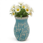 Blue Talavera Vase | Hand-Painted Mexican Pottery Talavera Planter La Vie Bien Blue Talavera Vase | Hand-Painted Mexican Pottery