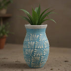 Blue Talavera Vase | Hand-Painted Mexican Pottery Talavera Planter La Vie Bien Blue Talavera Vase | Hand-Painted Mexican Pottery