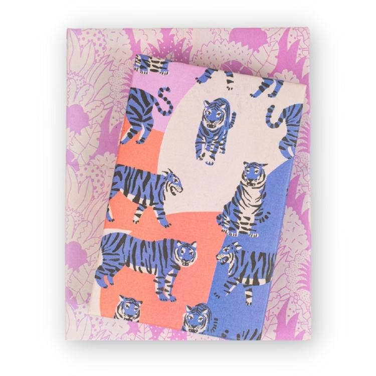 Blue Tigers • Double-Sided Everyday Eco Wrapping Paper La Vie Bien Blue Tigers • Double-Sided Everyday Eco Wrapping Paper