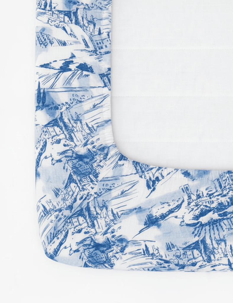 Blue Toile Crib Sheet La Vie Bien Blue Toile Crib Sheet