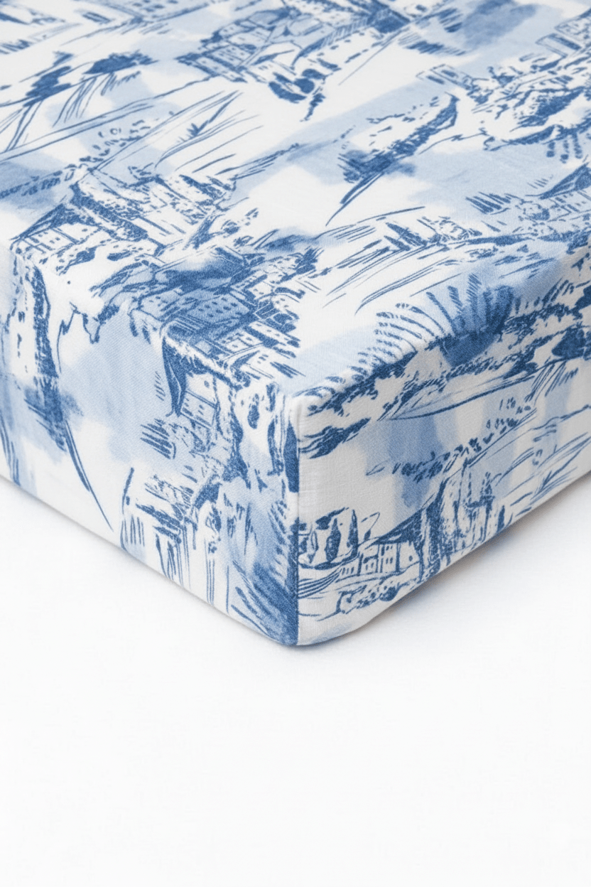 Blue Toile Crib Sheet La Vie Bien Blue Toile Crib Sheet