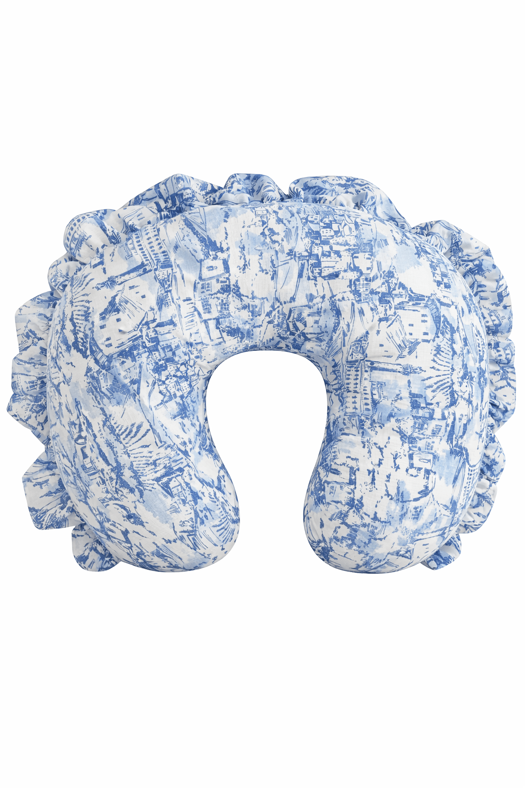 Blue Toile Ruffle Nursing Pillow Cover La Vie Bien Blue Toile Ruffle Nursing Pillow Cover