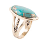 Blue Turquoise and Bronze Matrix Golden Oval Ring Rings La Vie Bien Blue Turquoise and Bronze Matrix Golden Oval Ring