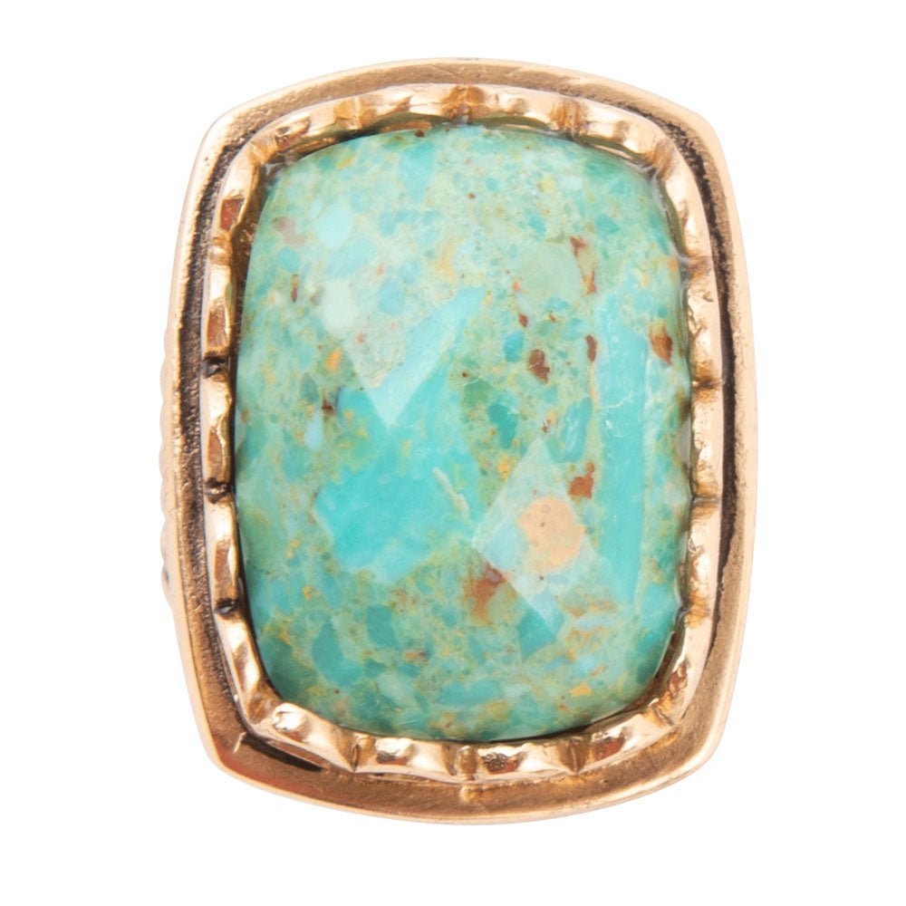 Blue Turquoise and Golden Cocktail Ring Rings La Vie Bien Blue Turquoise and Golden Cocktail Ring