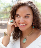 Blue Turquoise and Golden Cocktail Ring Rings La Vie Bien Blue Turquoise and Golden Cocktail Ring