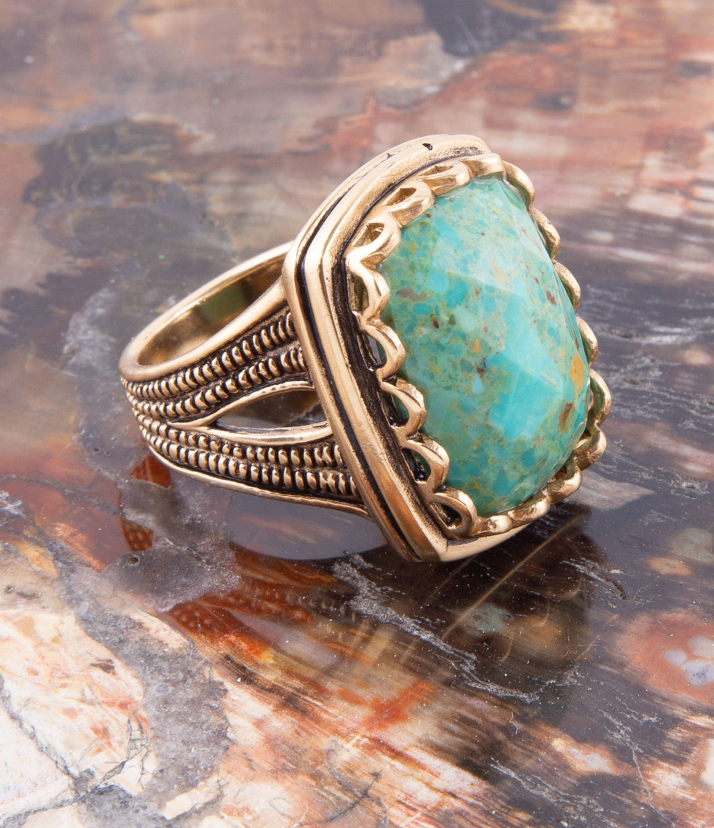 Blue Turquoise and Golden Cocktail Ring Rings La Vie Bien Blue Turquoise and Golden Cocktail Ring