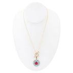 Blue Turquoise and Red Quartz Golden Chain Necklace Earrings La Vie Bien Blue Turquoise and Red Quartz Golden Chain Necklace