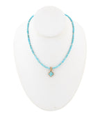 Blue Turquoise Cross Golden Pendant Necklace Necklaces La Vie Bien Blue Turquoise Cross Golden Pendant Necklace