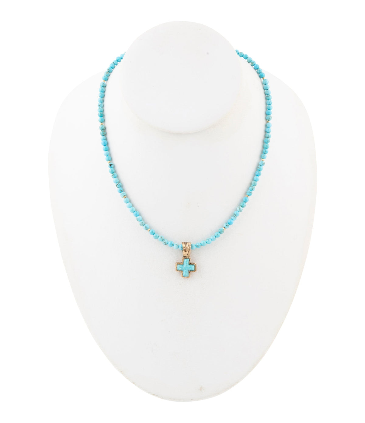 Blue Turquoise Cross Golden Pendant Necklace Necklaces La Vie Bien Blue Turquoise Cross Golden Pendant Necklace