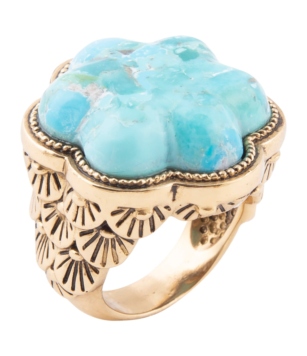 Blue Turquoise Flower Golden Ring Rings La Vie Bien Blue Turquoise Flower Golden Ring
