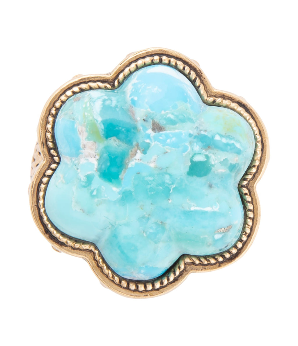Blue Turquoise Flower Golden Ring Rings La Vie Bien Blue Turquoise Flower Golden Ring