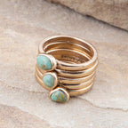 Blue Turquoise Golden Stacking Ring Set by Barse Jewelry