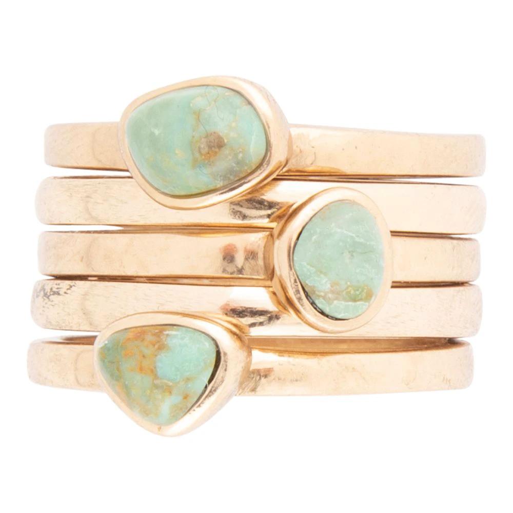 Blue Turquoise Golden Stacking Ring Set by Barse Jewelry