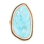 Blue Turquoise Golden Statement Ring by Barse Jewelry