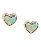 Heart Blue Turquoise Golden Stud Earrings by Barse Jewelry