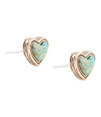 Heart Blue Turquoise Golden Stud Earrings by Barse Jewelry