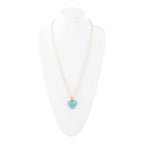 Blue Turquoise Heart Pendant Golden Necklace by Barse Jewelry