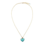 Blue Turquoise Heart Pendant Golden Necklace by Barse Jewelry