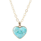 Blue Turquoise Heart Pendant Golden Necklace by Barse Jewelry