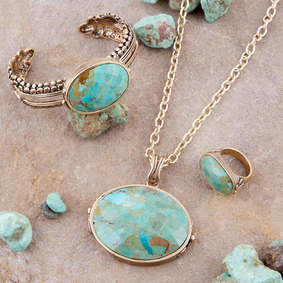 Blue Turquoise Long Golden Chain Necklace Necklaces La Vie Bien Blue Turquoise Long Golden Chain Necklace