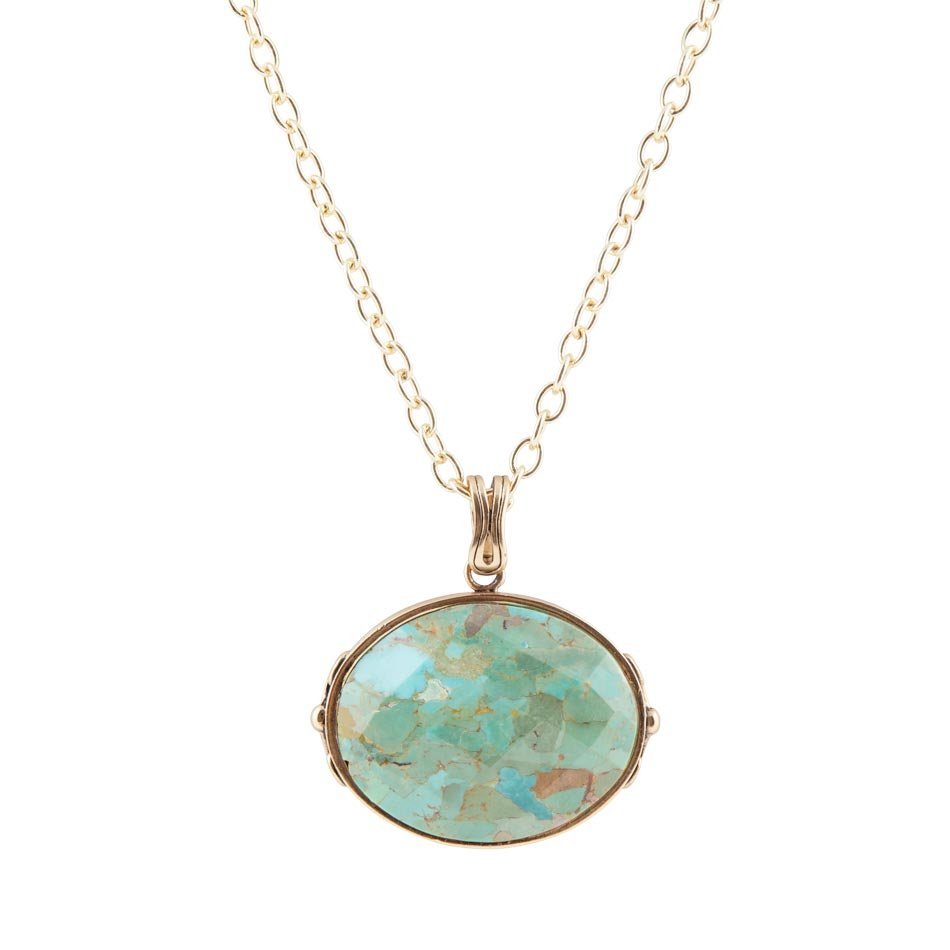 Blue Turquoise Long Golden Chain Necklace Necklaces La Vie Bien Blue Turquoise Long Golden Chain Necklace