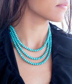 Blue Turquoise Magnesite Golden Necklace by Barse Jewelry